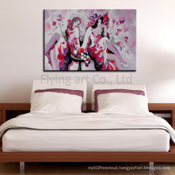 Impression Colorful Hand Painted Modern Girl Oil Painting Wall Art